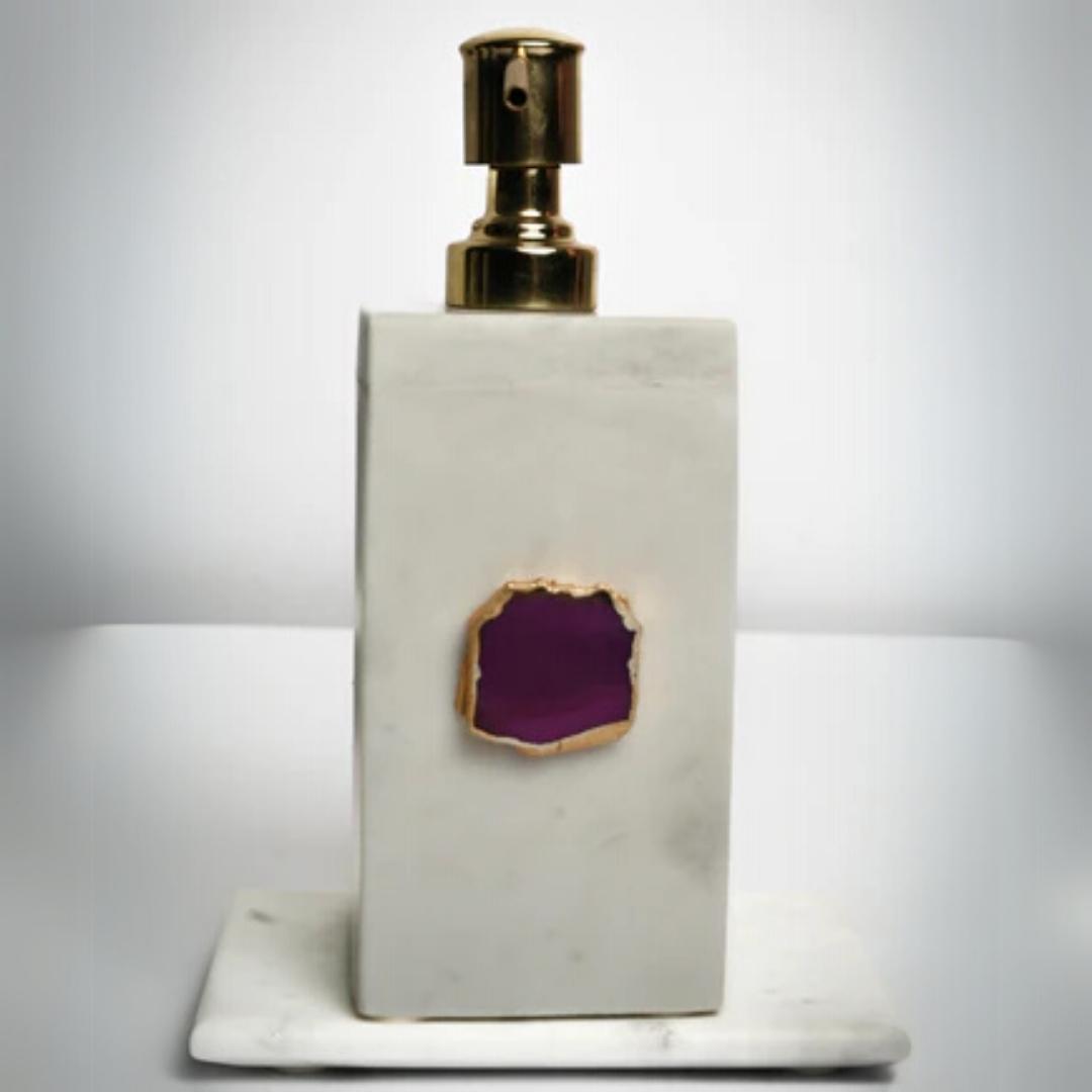 White Marble and Crystal Agate Soap Dispenser in multiple color options