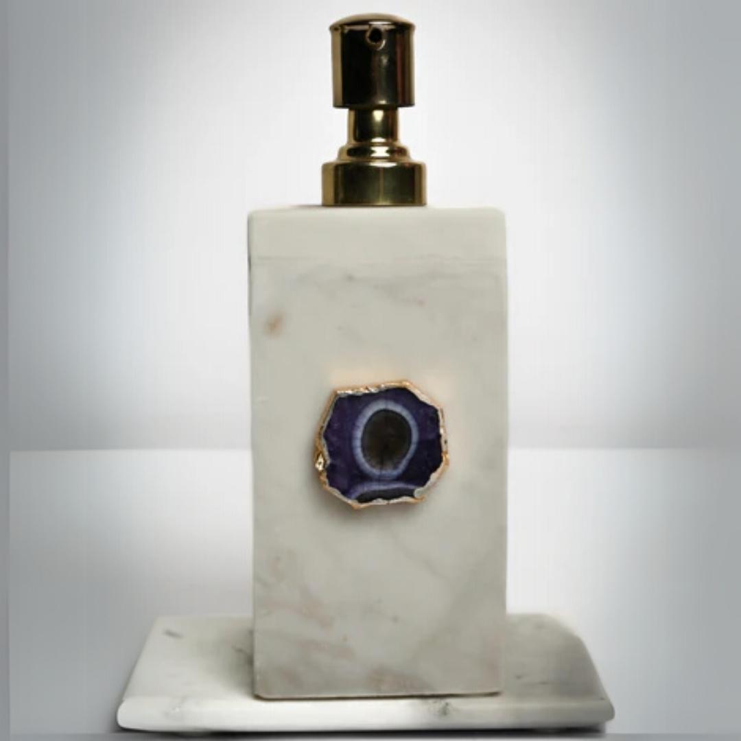 White Marble and Crystal Agate Soap Dispenser in multiple color options