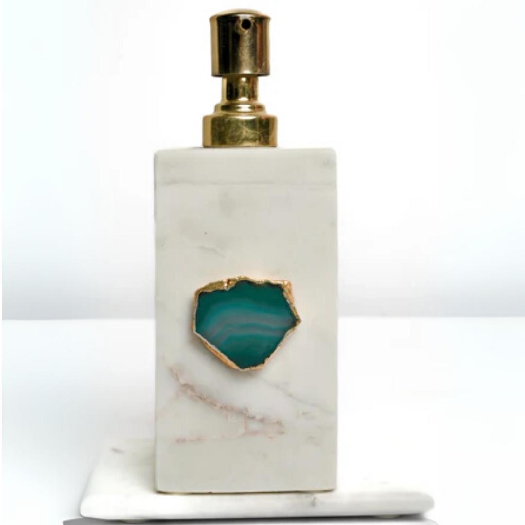 White Marble and Crystal Agate Soap Dispenser in multiple color options