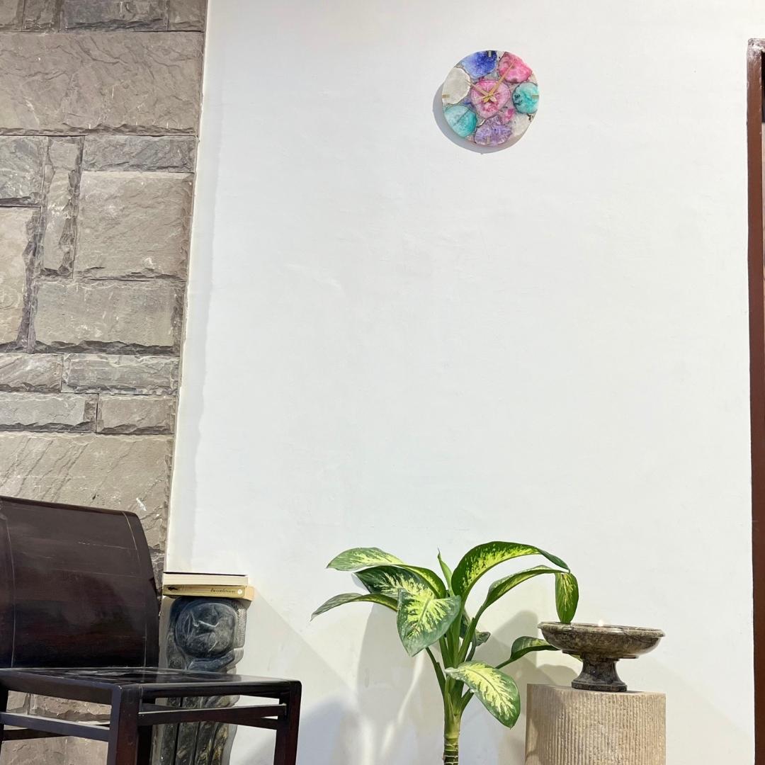 Multicolor Crystal Agate Wall Clock