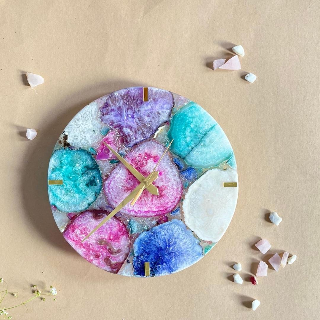 Multicolor Crystal Agate Wall Clock