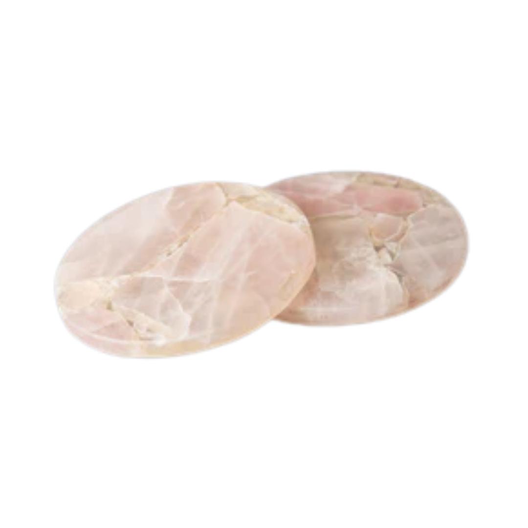 Rose Quartz Round Resin Coaster Set of 2