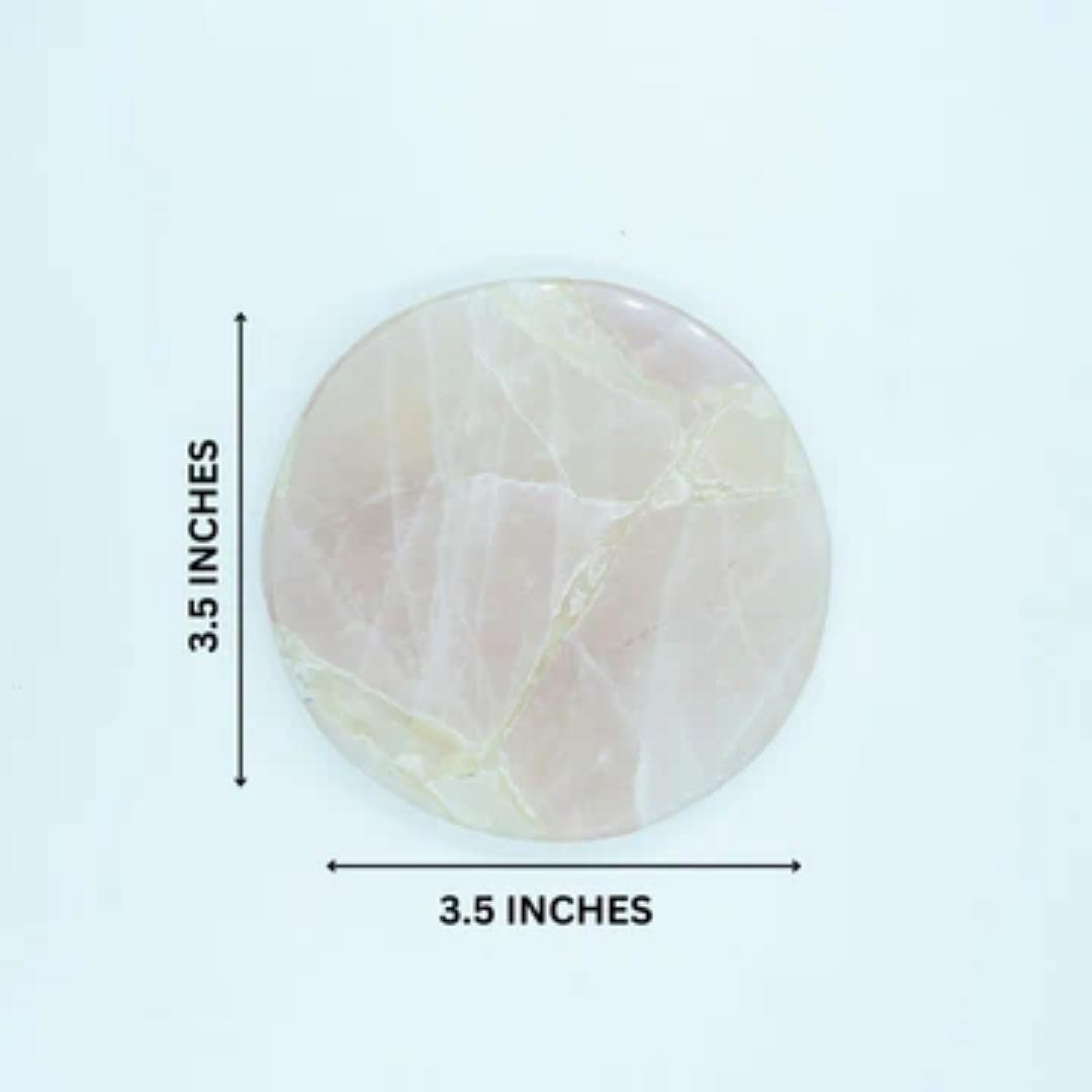Rose Quartz Round Resin Coaster Set of 2