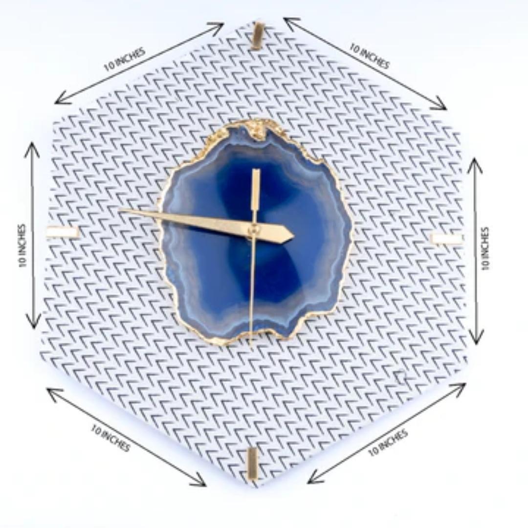 Arrow Pattern base Blue Crystal Agate Wall Clock