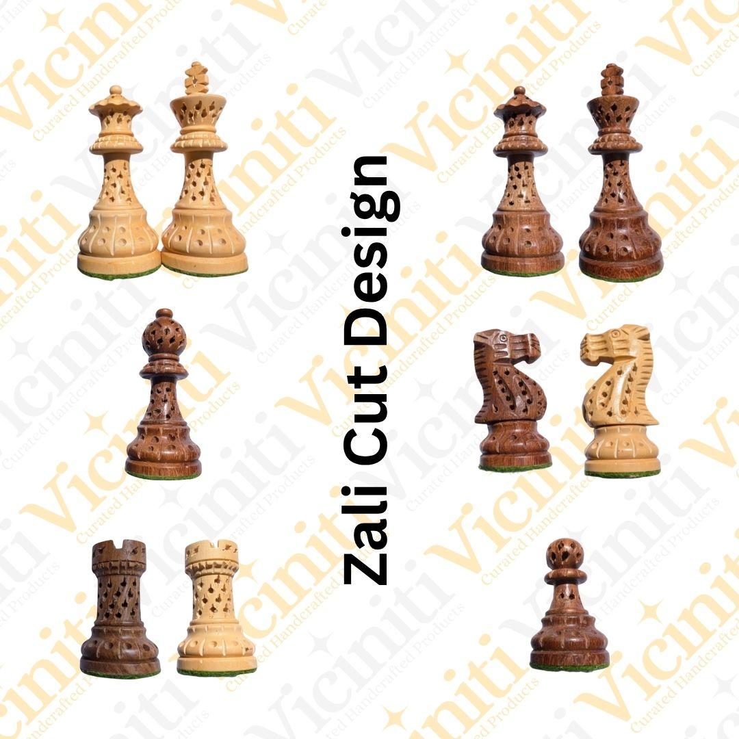 Zali Cut Handcrafted Wooden Chess Set Board Game