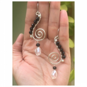 Black spiral earrings