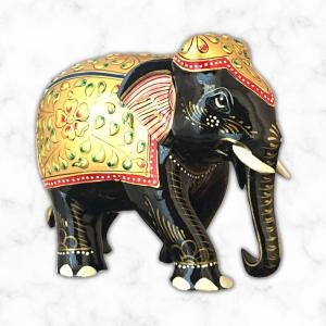 Gold Leaf Wooden Elephant Showpiece