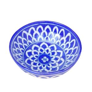 dahlia garden blue pottery ceramic bowl
