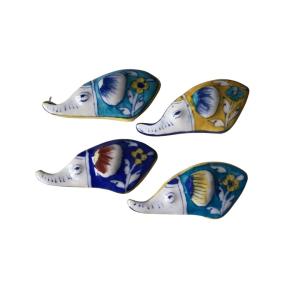 elephant blue pottery ceramic fridge magnet